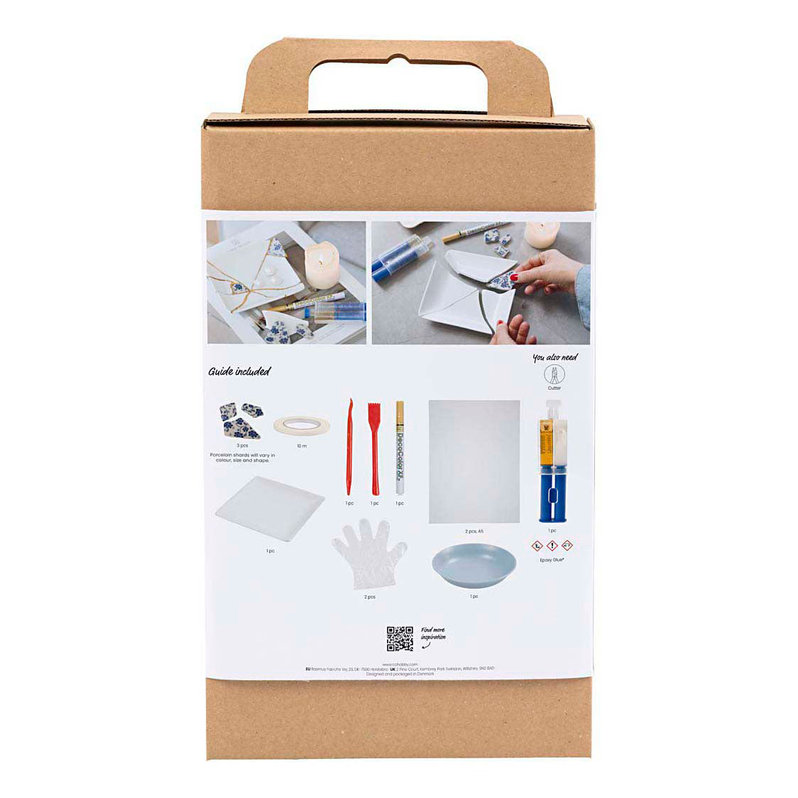 Creativ company hobby set kintsugi, bowl, blue, gold, white, 1 box