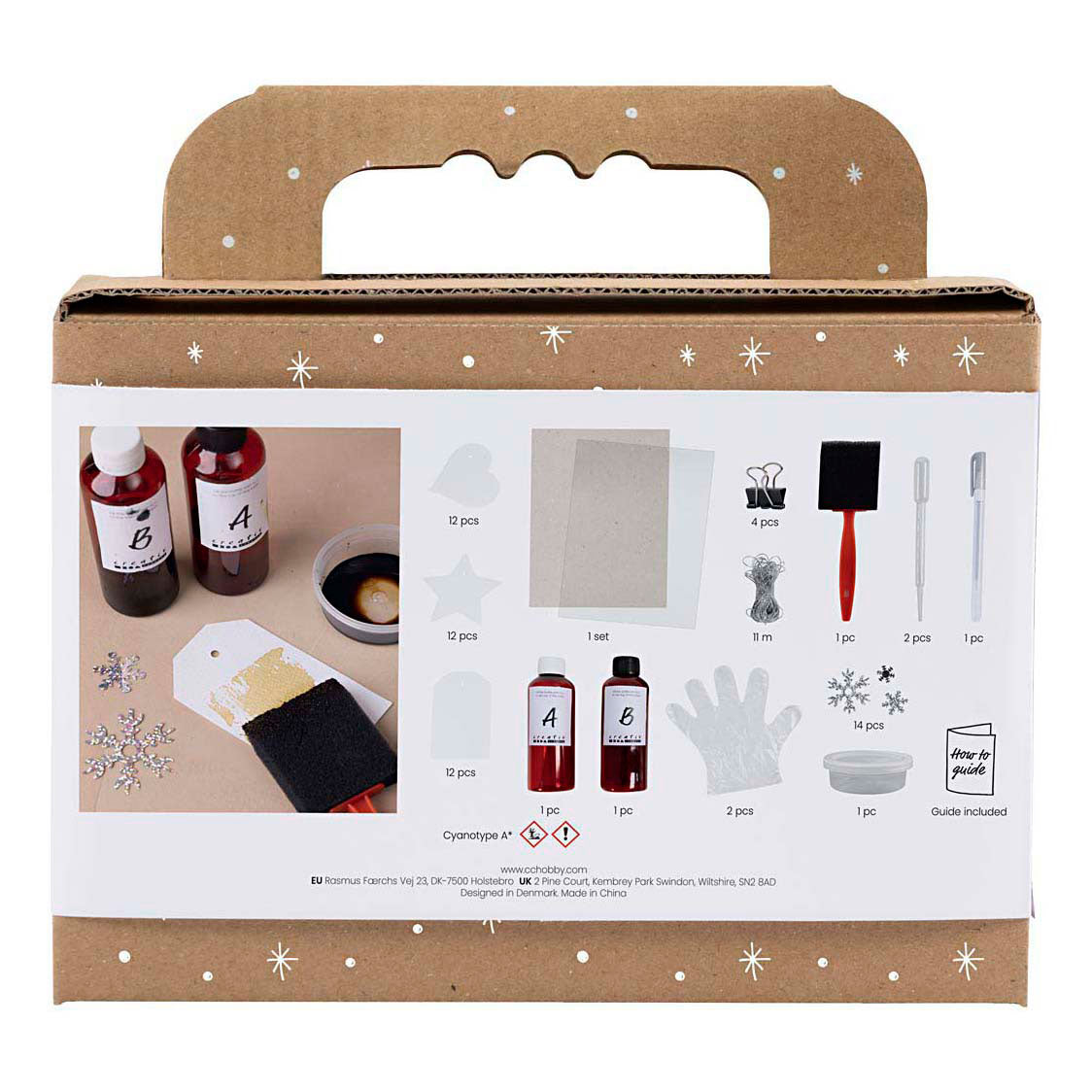 Mini set hobby Creativ Company, cianotipia, etichette regalo, blu, argento, 1 scatola