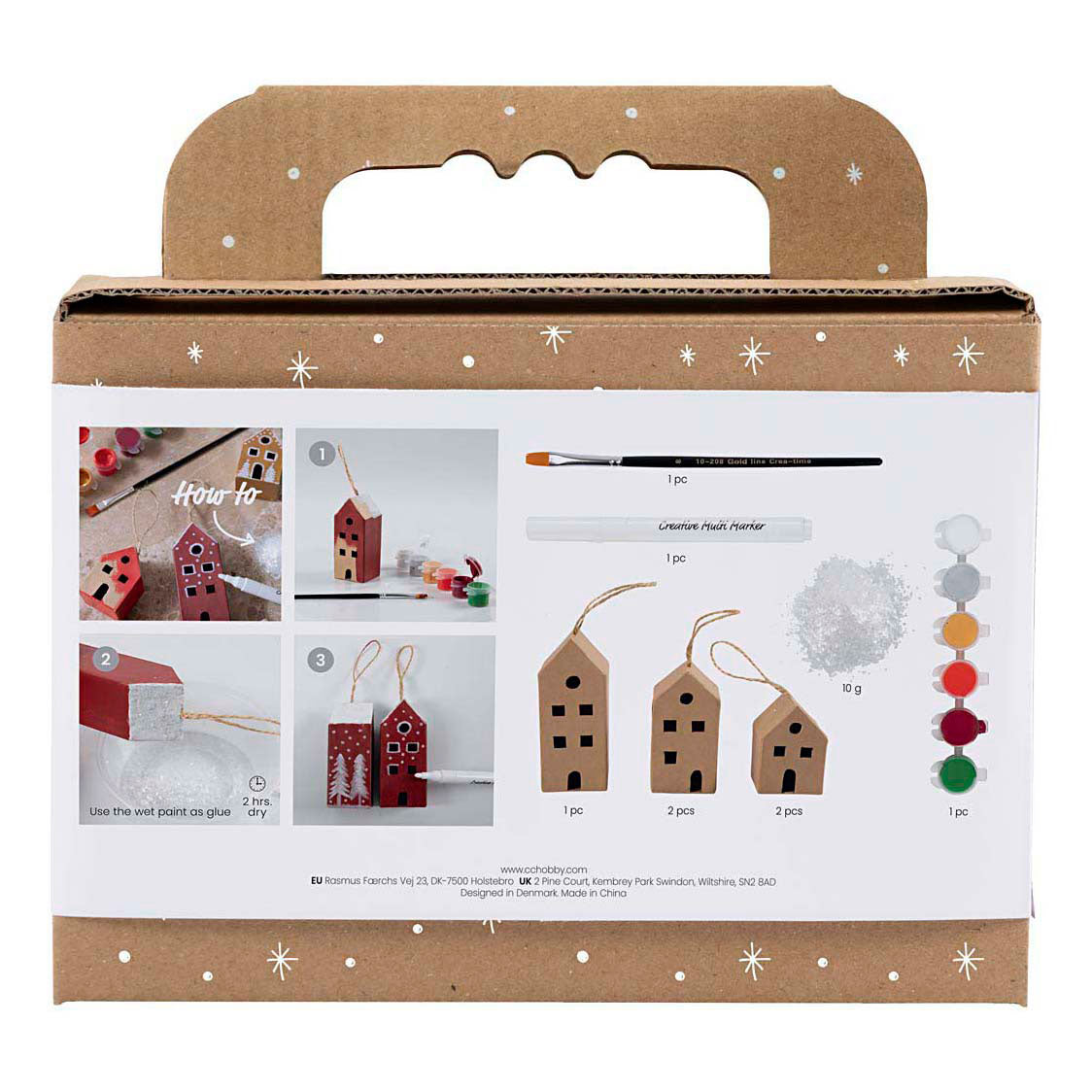 Creativ company mini hobby set decoration, houses, Christmas paint, 1 box