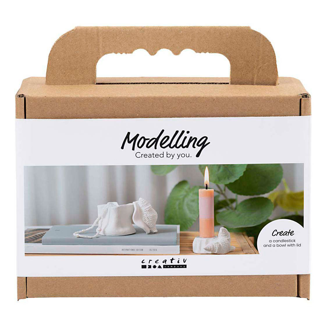 Mini set hobby per modellismo della Creativ Company, candeliere con conchiglie, bianco sporco, 1 scatola