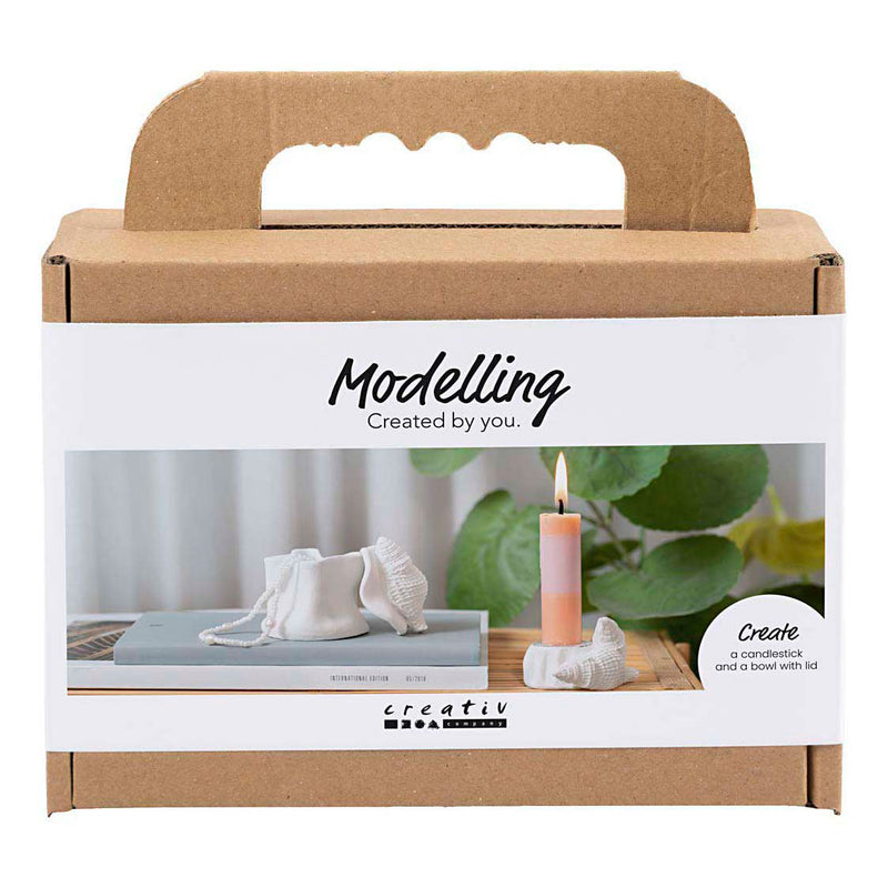 Mini set hobby per modellismo della Creativ Company, candeliere con conchiglie, bianco sporco, 1 scatola