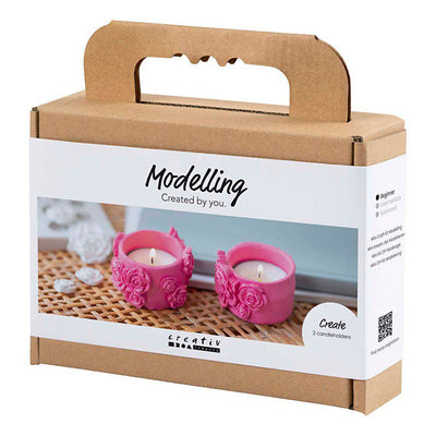 Creativ company mini hobby set sculpting, tealight holders, pink, 1 box