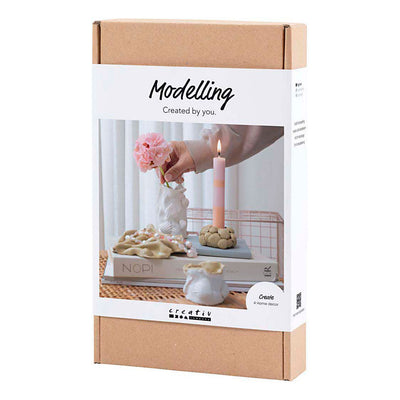 Creativ company modeling hobby set, vases and candlesticks, beige, ivory, off-white, 1 box