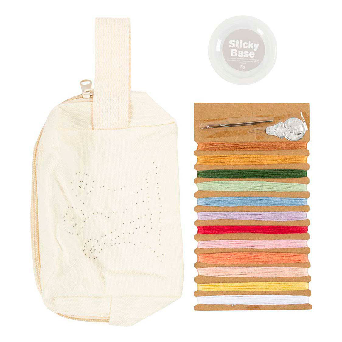 Mini set hobby per ricamo Creativ Company, borsa per trucchi, crema, 1 scatola