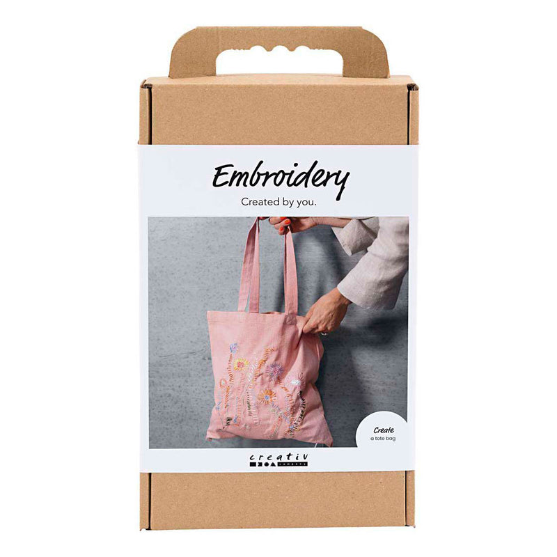 Creativ company set de bordado, bolsa de transporte, rosa claro, 1 caja