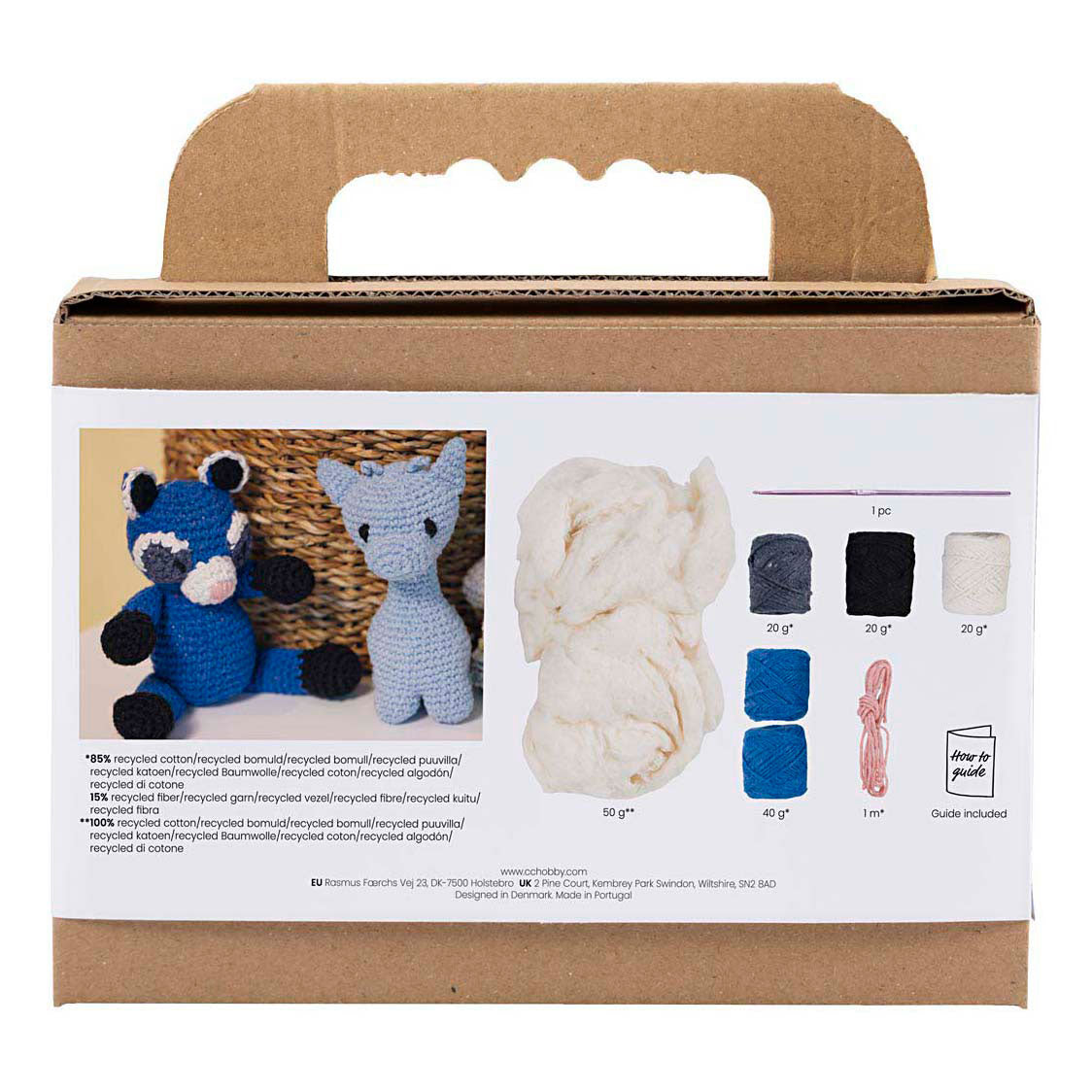 Set hobby Creativ Company amigurumi, procione, nero, blu, 1 scatola