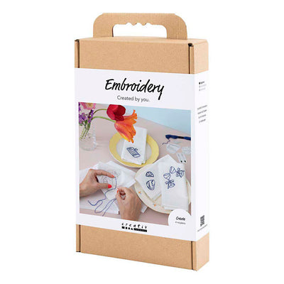 Creativ company hobby set embroidery, napkins, off white, 1 box