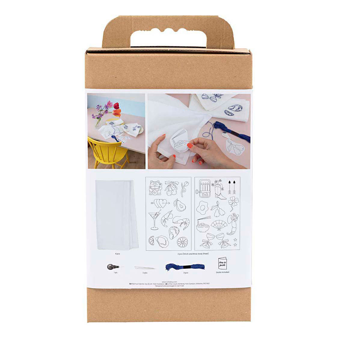 Creativ company hobby set bordado, servilletas, blanquecino, 1 caja