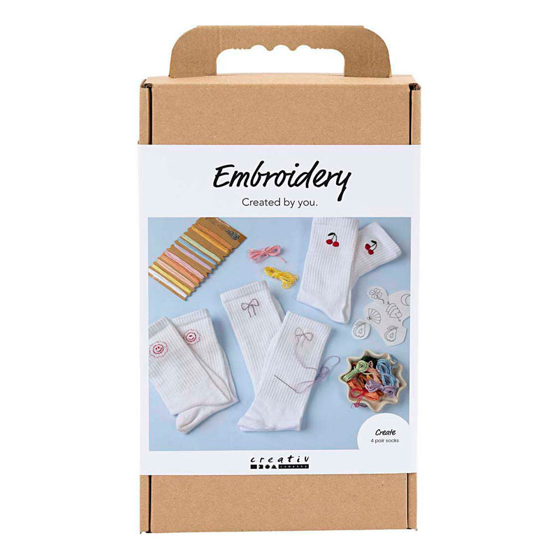 Creativ company hobbyset borduurwerk sokken wit