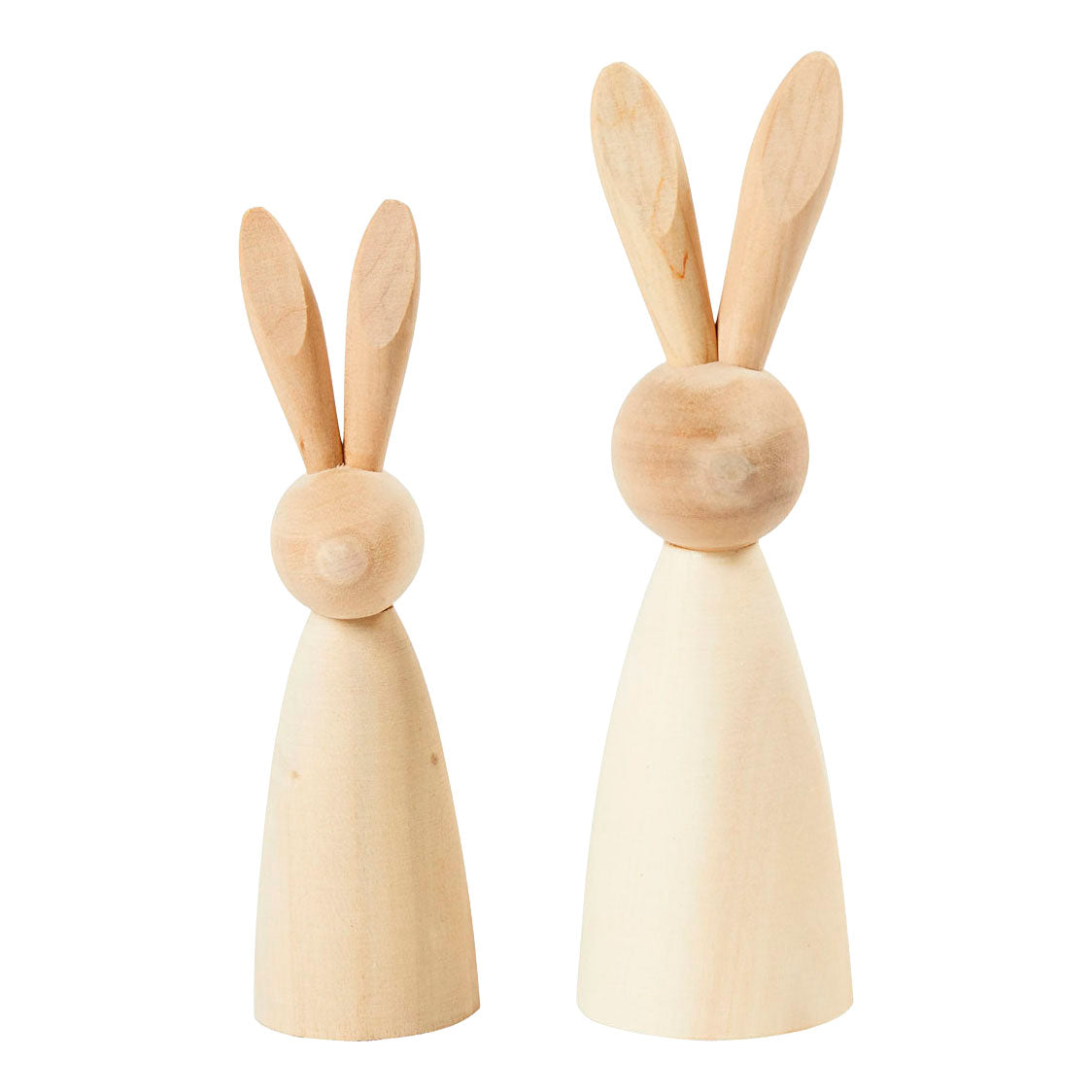 Creativ company conigli in legno, h: 12+14 cm, d: 3,5+4 cm, 2 pezzi 1 scatola