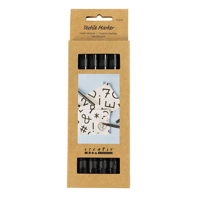 Creativ company textile markers, line width 2.3 + 3.6 mm, black, 6 pieces 1 box