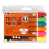 Pennarelli per tessuti, larghezza tratto 2-4 mm, colori neon, 6 pezzi, 1 scatola