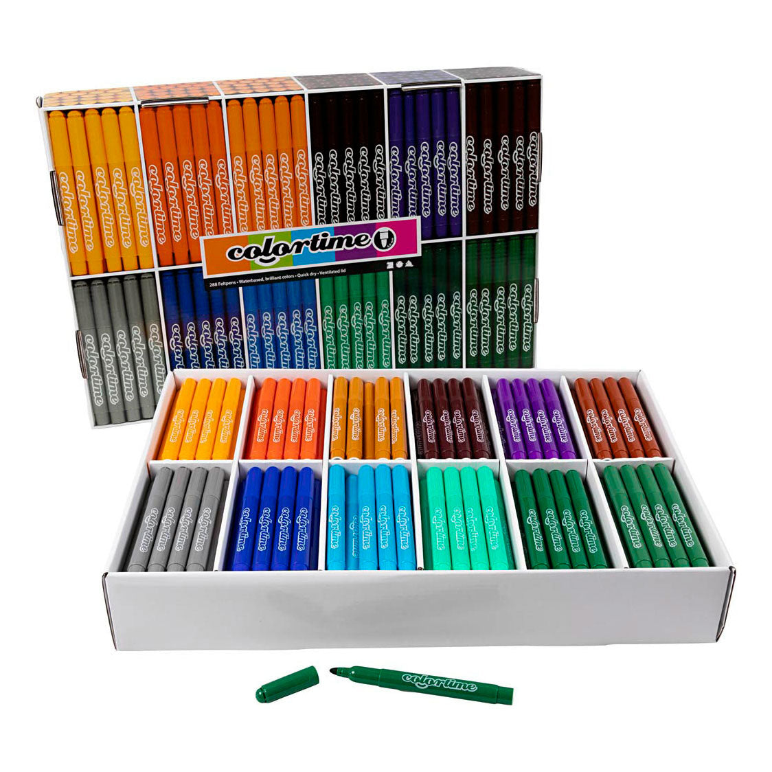 Pennarelli Colortime, larghezza tratto 5 mm, colori extra, 12x24 pezzi, 1 scatola