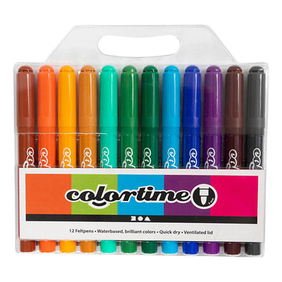 Pennarelli Colortime, larghezza tratto 5 mm, colori extra, 12 pezzi, 1 scatola