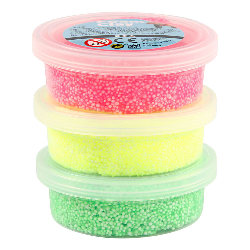 Foam clay ®, verde chiaro, rosa neon, giallo neon, 3x14 gr 1 scatola