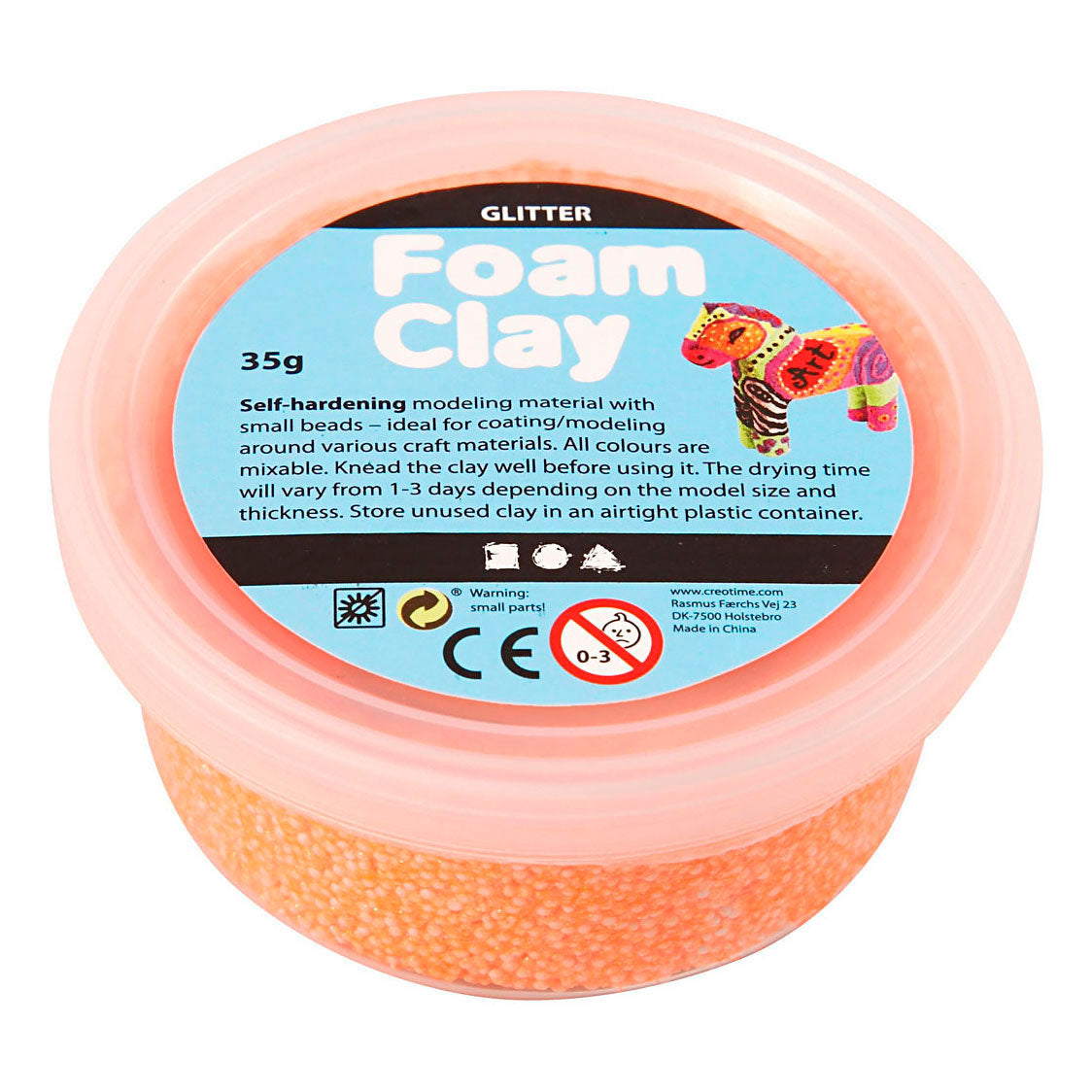 Foam clay ®, glitter, orange, 35 gr 1 box