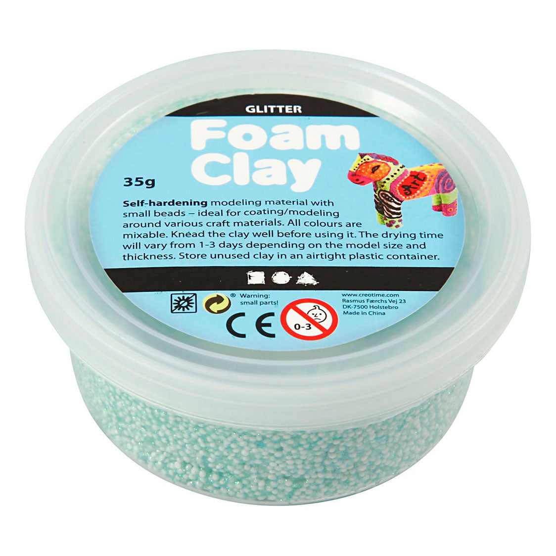Foam clay ®, glitter, verde chiaro, 35 gr 1 scatola