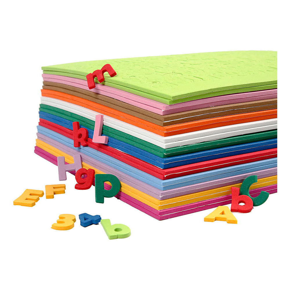 Creative Company Eva Foam Numer Letters, H: 20 mm, spessore 3 mm, vari colori, 24 fogli div 1 box