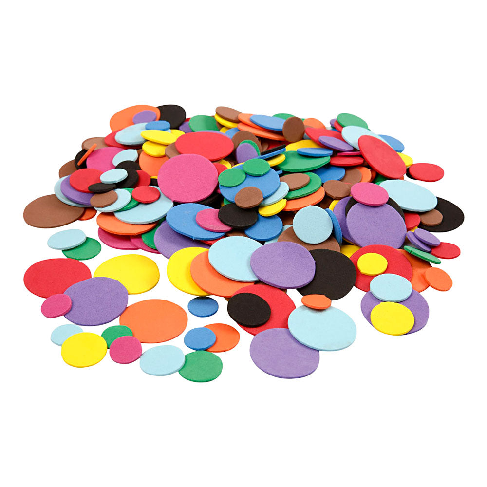 Creativ company eva foam circles, d 12+20+32 mm, various colors, 2120 div 1 box