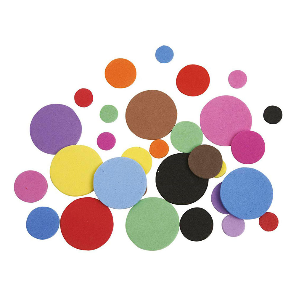 Creativ company eva foam circles, d 12+20+32 mm, various colors, 2120 div 1 box