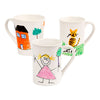 Group set of painting mugs, h: 7-10 cm, white, 1 set