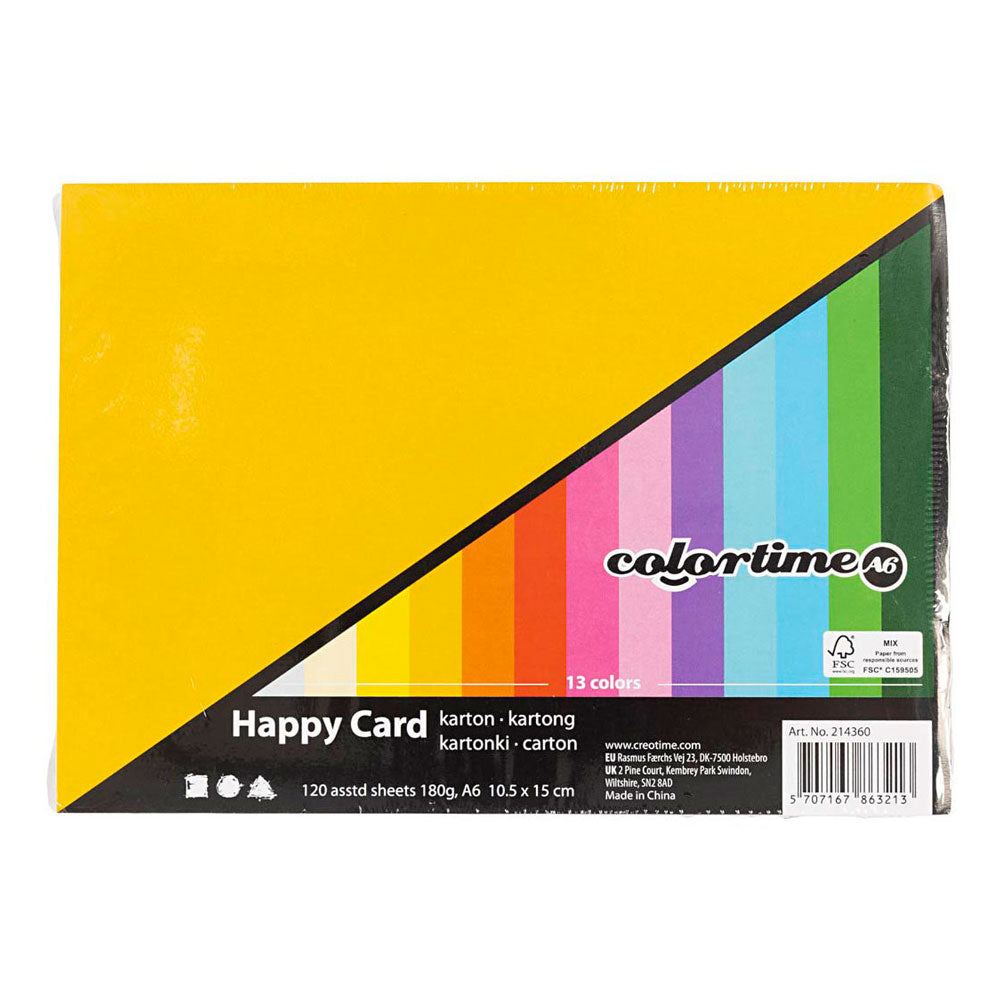 Cartoncino Colortime Spring, a6, foglio 105x148 mm, 180 gr, colori vari, 120 fogli vari 1 scatola