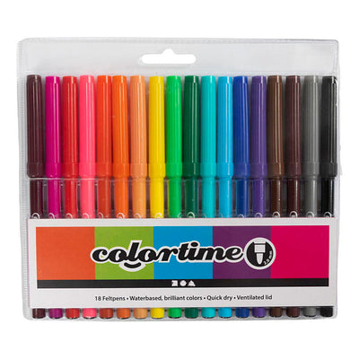 Pennarelli Colortime, spessore tratto 2 mm, vari colori, 18 pezzi, 1 scatola