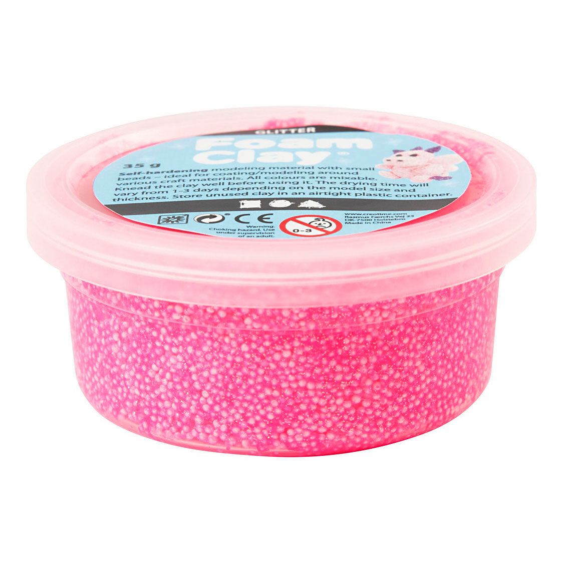 Foam clay ®, glitter, rosa, 35 gr 1 scatola