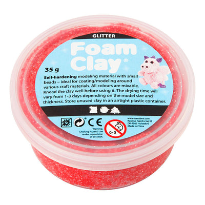 Foam clay ®, glitter, rosso, 35 gr 1 scatola
