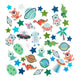 Creativ company pegatinas de espuma, estrella, OVNI, dinosaurio, autoadhesivas, tamaño 13-40 mm, armonía azul gris, 150 piezas 1 caja