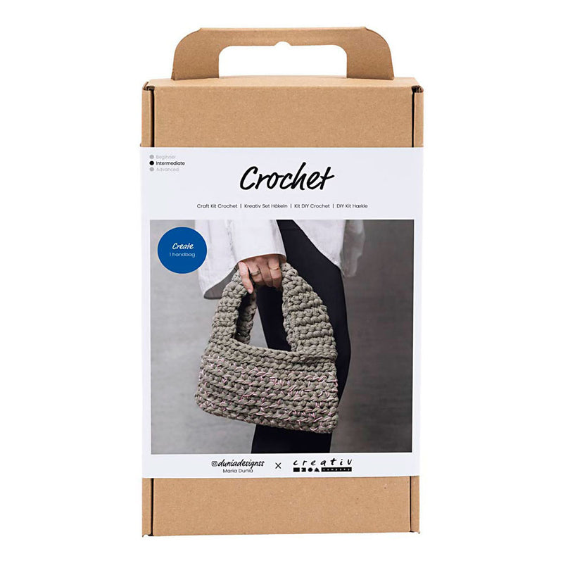 Creativ company crochet hobby set, bolsa resistente, verde oliva, 1 caja