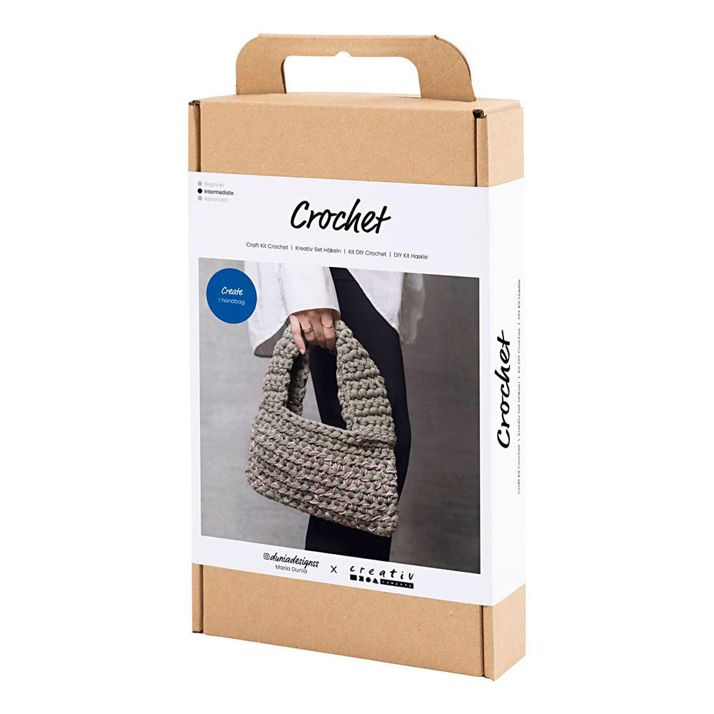 Creativ company crochet hobby set, bolsa resistente, verde oliva, 1 caja