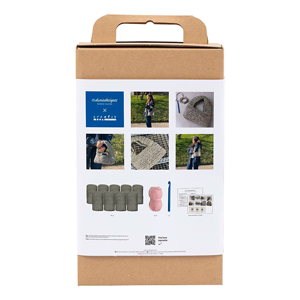 Creativ company crochet hobby set, bolsa resistente, verde oliva, 1 caja