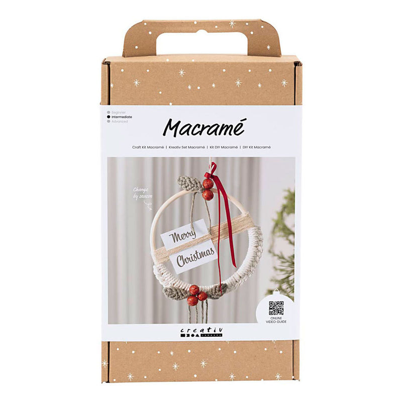 Set hobby Creativ Company macramè, ghirlanda natalizia, verde muschio, rosso Natale, bianco sporco, 1 scatola