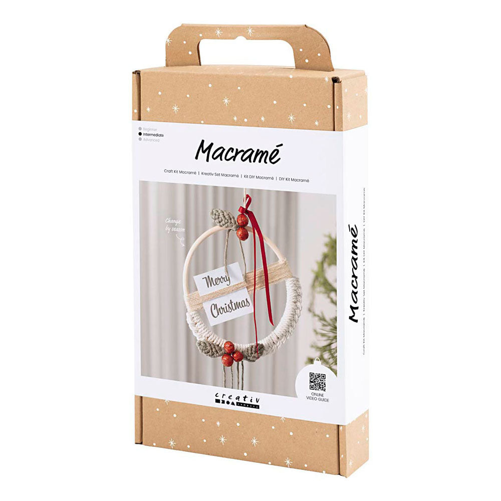 Set hobby Creativ Company macramè, ghirlanda natalizia, verde muschio, rosso Natale, bianco sporco, 1 scatola