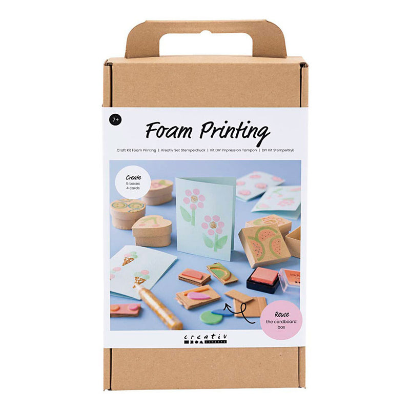 Set hobby Creativ Company stampa in schiuma, scatole e cartoline decorate, beige, verde medio, menta, rosso brillante, 1 scatola