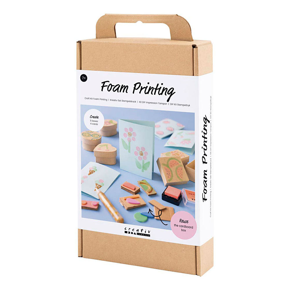 Set hobby Creativ Company stampa in schiuma, scatole e cartoline decorate, beige, verde medio, menta, rosso brillante, 1 scatola