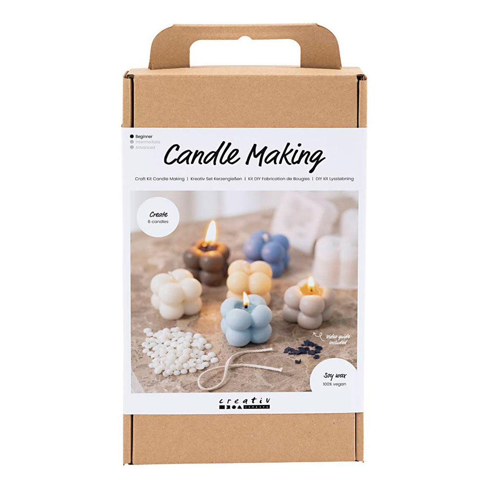 Creativ company hobby set candle making, bubble soy candle, beige, light blue, cream, 1 box