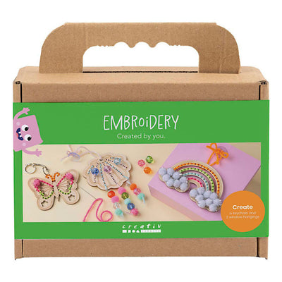 Creativ company mini hobby set embroidery, butterfly, shell, rainbow, various colors, 1 box