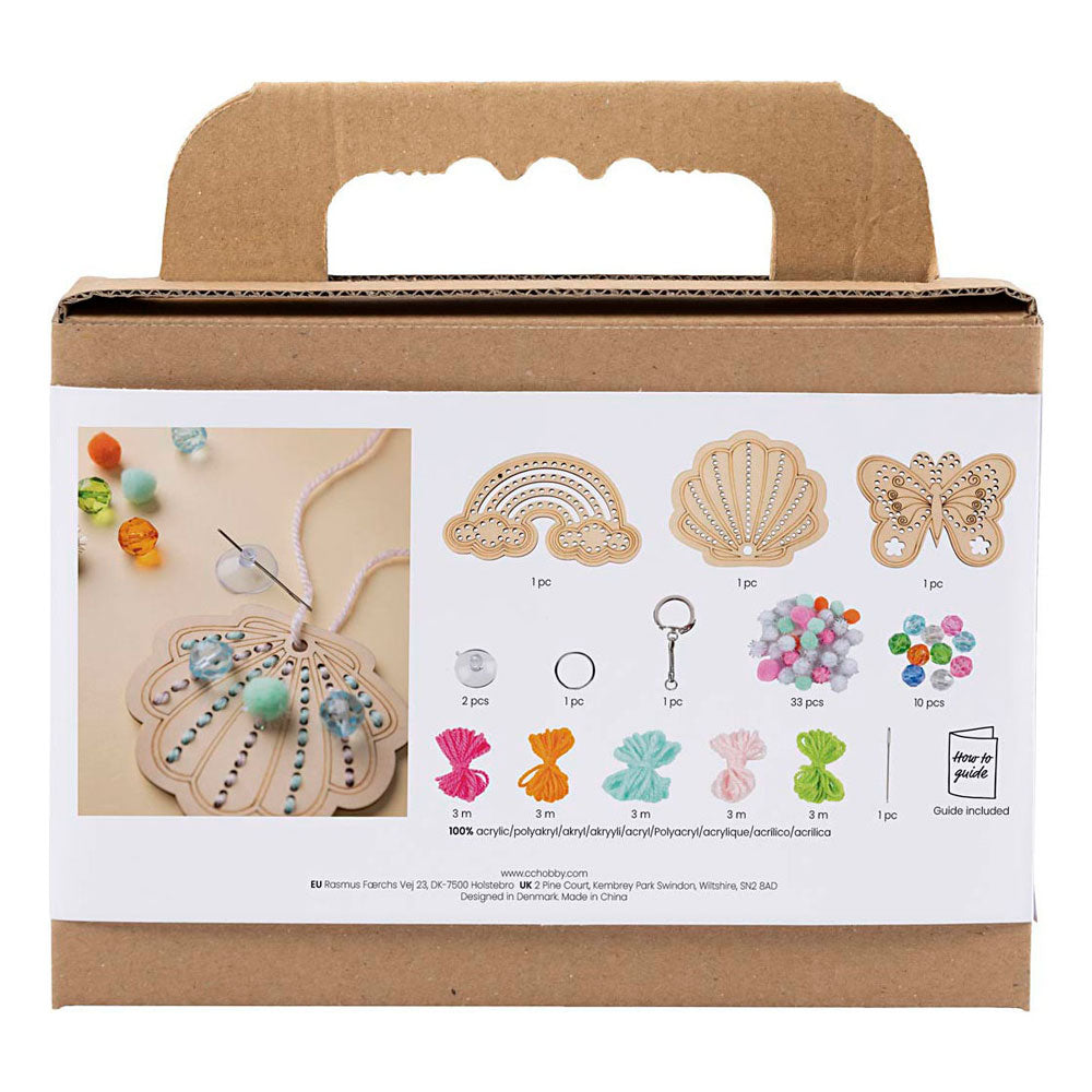 Mini set hobby Creative Company ricamo, farfalla, conchiglia, arcobaleno, vari colori, 1 scatola