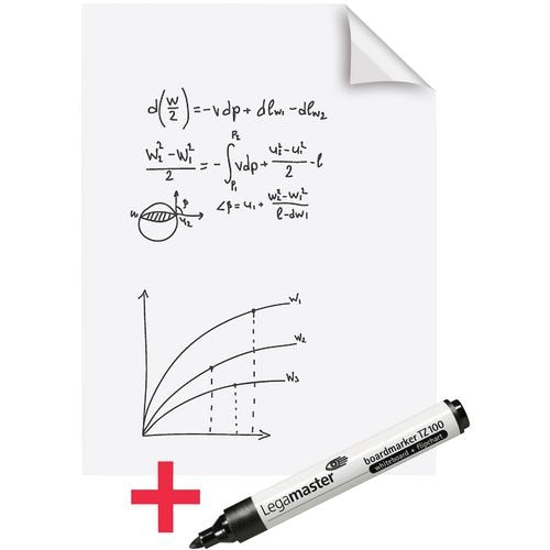 Lámina para pizarra, l: 80 cm, a: 60 cm, blanco, 25 hojas 1 rollo