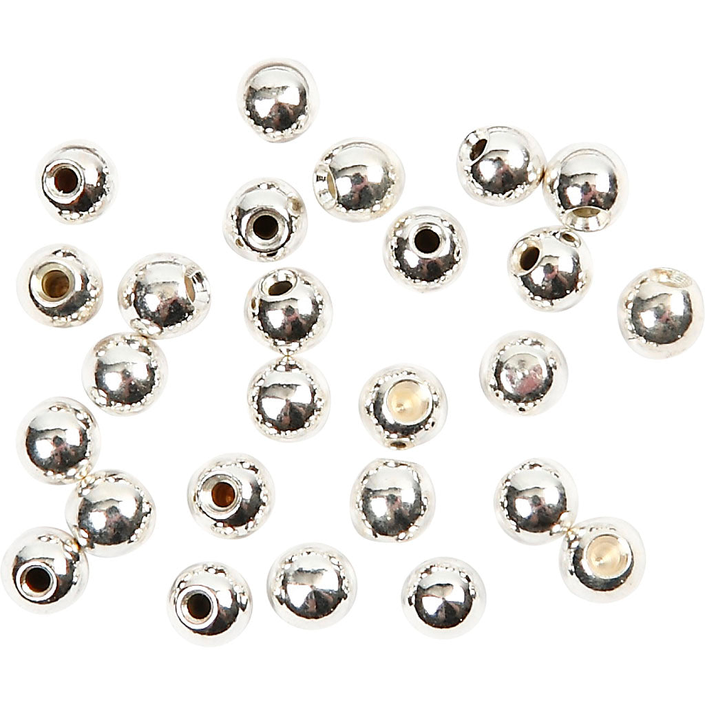 Creativ company end beads for memory wire, d 3 mm, hole size 1 mm, silver plated, 20 pieces 1 box