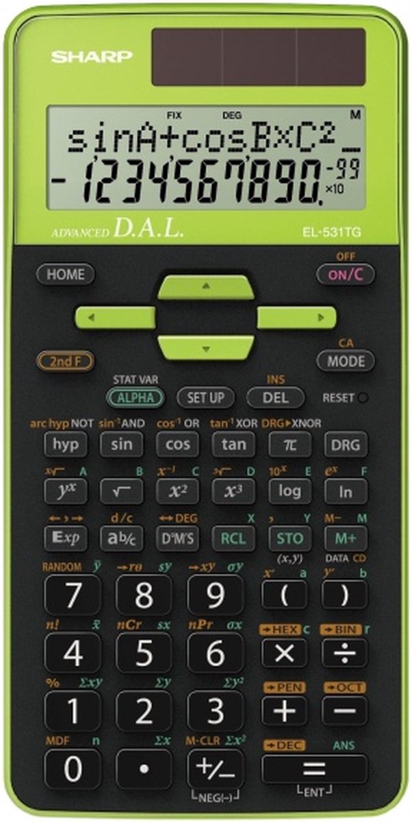 Calcolatrice scientifica Sharp - el531tggr - nero verde - 1x batteria LR44 - sh-el531tggr