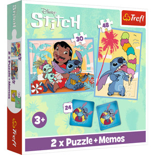 Disney puzzel stitch 30 en 48 stukjes en memory | 2 stuks