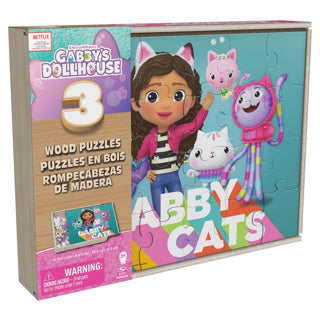 Spinmaster Gabby's Dollhouse Puzzle 3 Pack: Puzzle in legno in scatola di legno | 2 pezzi