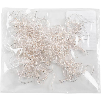 Ganci per orecchini Creativ Company, l: 18 mm, placcato argento, 100 pezzi 1 scatola