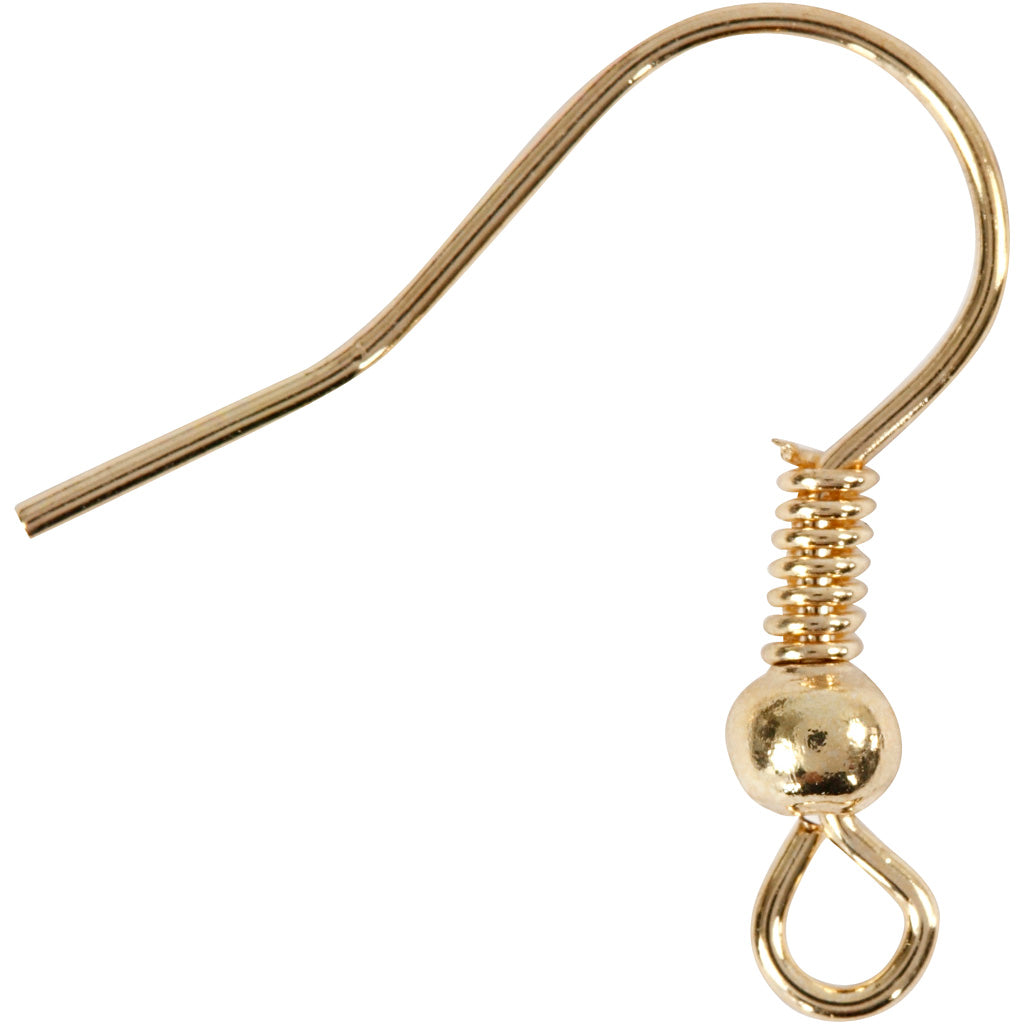 Ganci per orecchini Creativ Company, l: 18 mm, oro, 10 pezzi 1 scatola