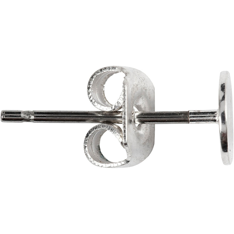 Orecchini a bottone Creativ Company, L: 13 mm, placcati in argento, 100 pezzi, 1 scatola