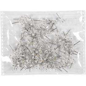 Orecchini a bottone Creativ Company, L: 13 mm, placcati in argento, 100 pezzi, 1 scatola