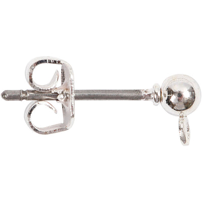 Orecchini a bottone Creativ Company, L: 13 mm, placcati in argento, 100 pezzi, 1 scatola